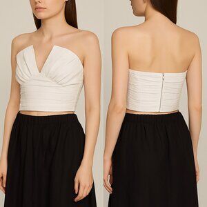 Mara Hoffman Vivi Rouched Cropped Top White Sample Size 4